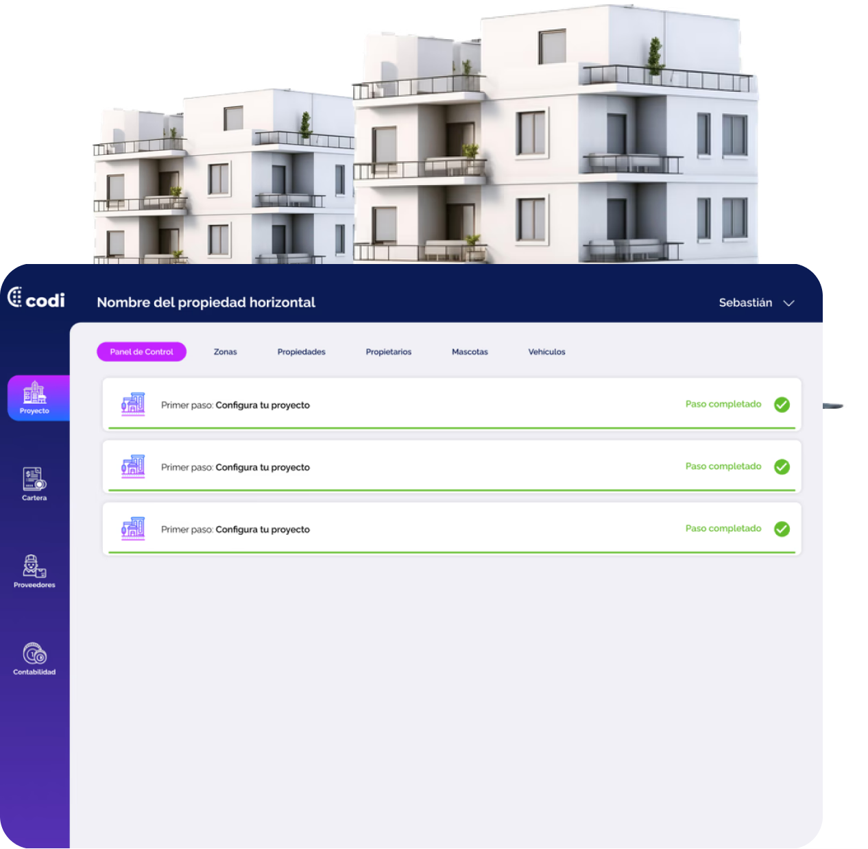 Panel de control CODI para administración de propiedad horizontal